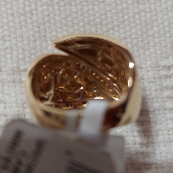 NWT Effy Diamond Multirow Bypass Statement Ring (5/8 cttw) in 14K YG size 7 - Picture 5 of 6